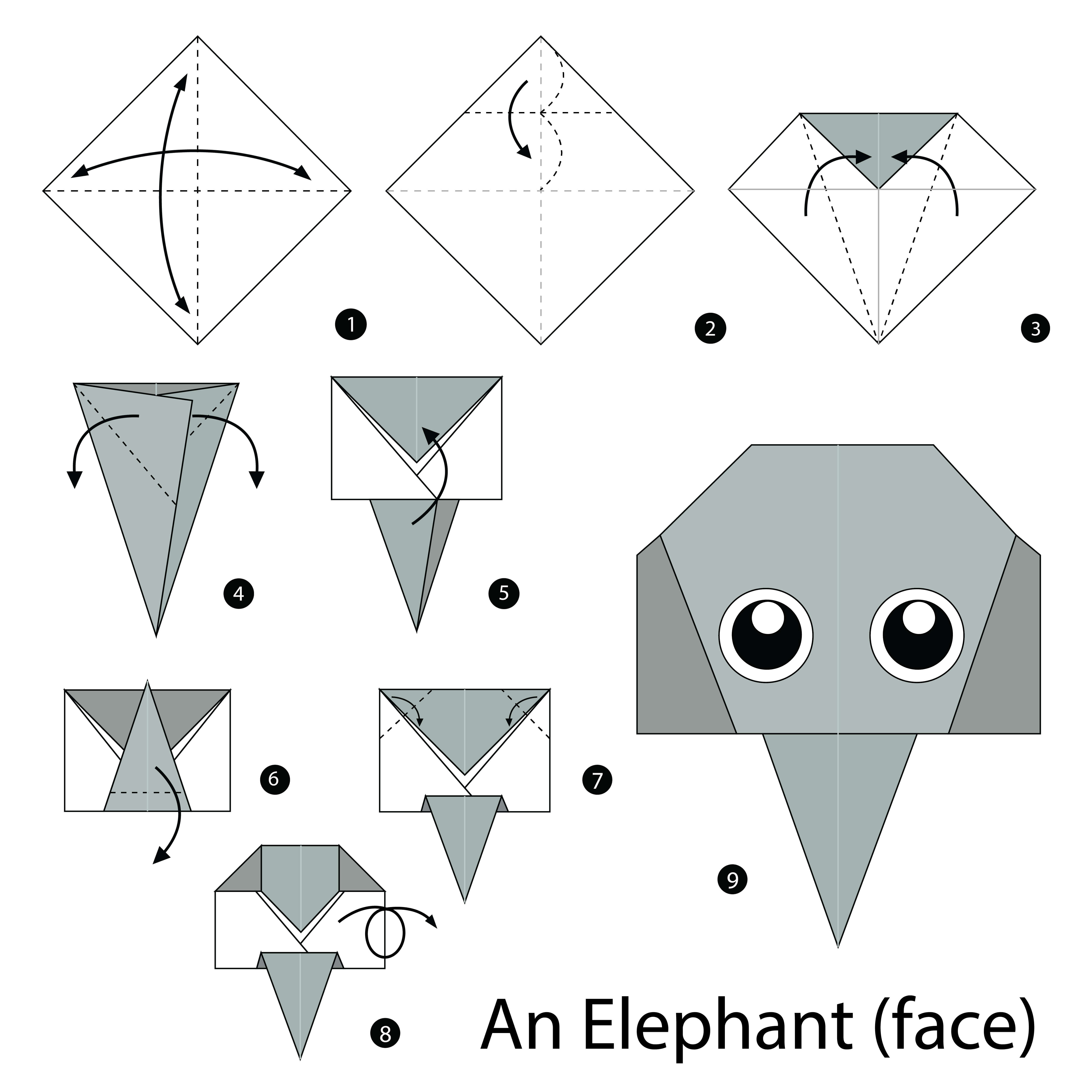 Origami Folding Technique Elephant