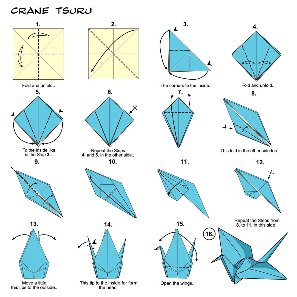 Origami Folding Steps Crane