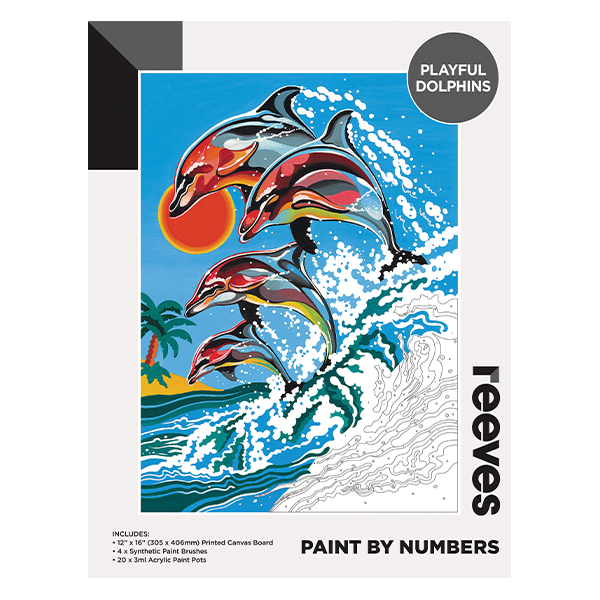 Reeves Acrylic Paint by Numbers Playful Dolphins
